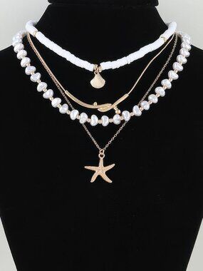 Multi Starfish Beaded Necklace